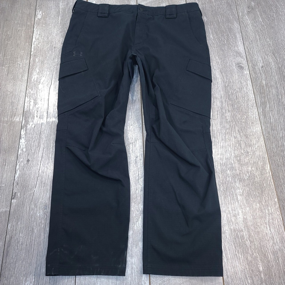 Under Armour Cargo Pants Mens 40x30 Black Storm Tactical Ripstop Outdoor